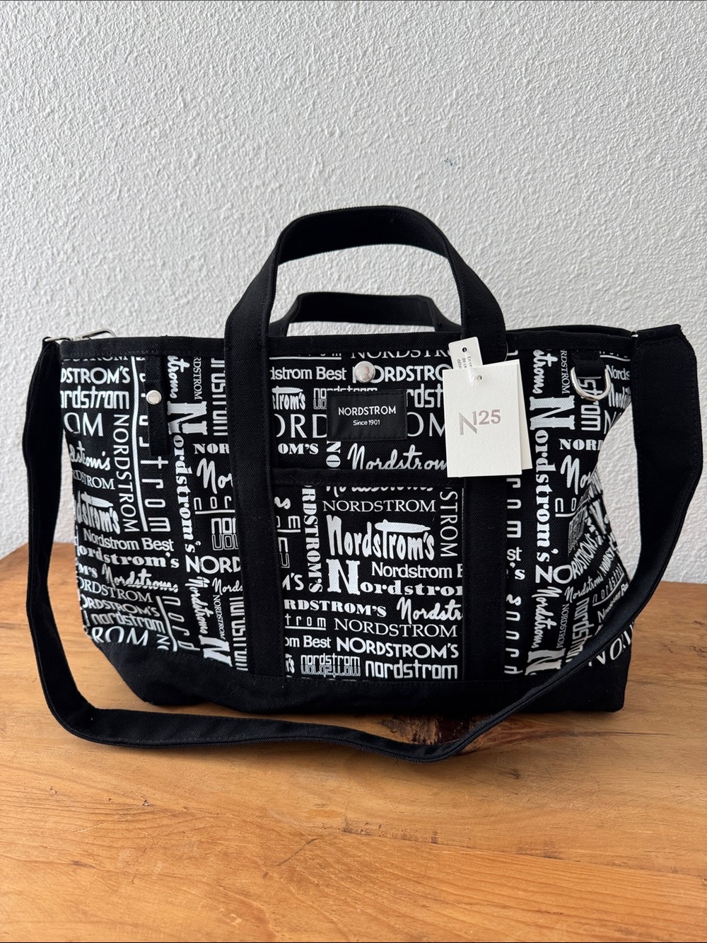 Nordstrom Anniversary Sale 25 Canvas Tote Bag Black & White NWT